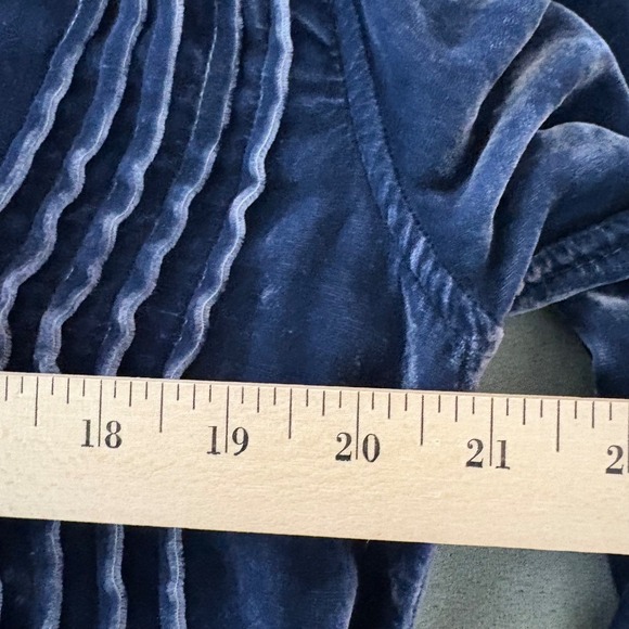 CP Shades Regina Blue Crushed Velvet Pintucked Tunic Dress Lagenlook Size L - Picture 7 of 9